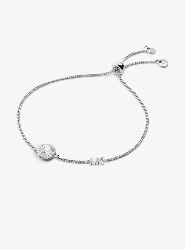 Damske Naramky Michael Kors Precious Metal-Plated Sterling Silver Pavé Halo Slider Strieborne - Šperky Michael Kors Lacne | PWUMR-3091